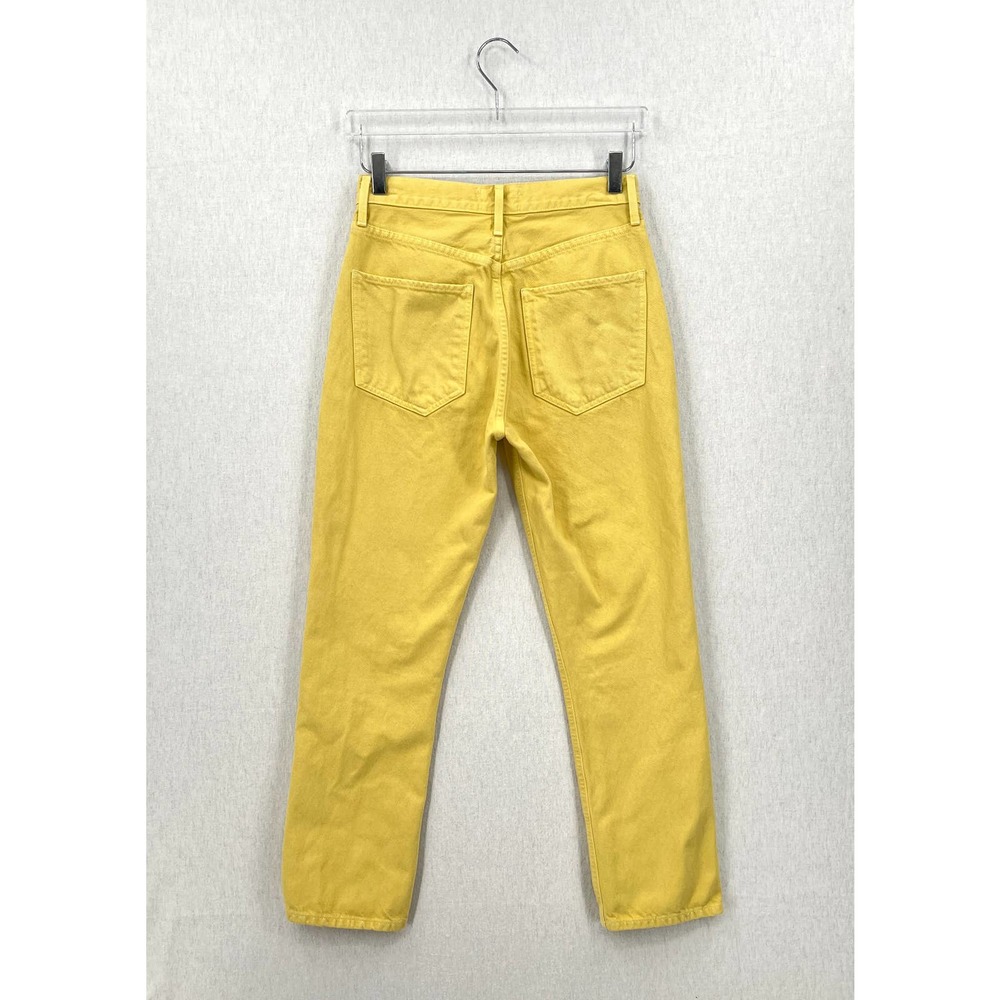 AGOLDE Jeans Womens 26 Yellow Riley High Rise Straight Crop Lemon Rigid Denim - Picture 5 of 15